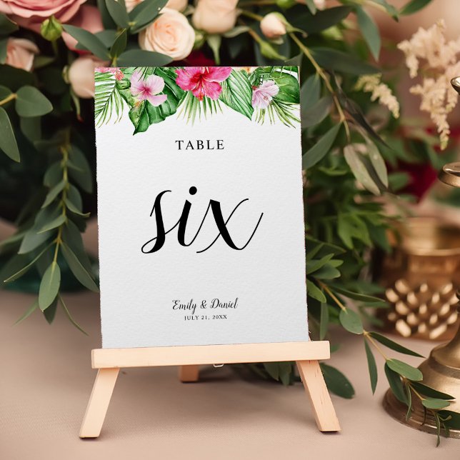 Watercolor Tropical Floral Wedding Table Number (Creator Uploaded)