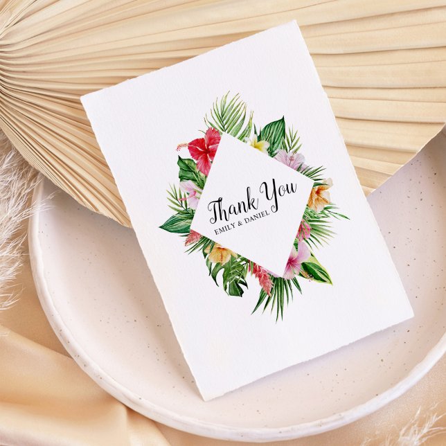 Watercolor Tropical Floral Wedding Thank You Card (Creator Uploaded)