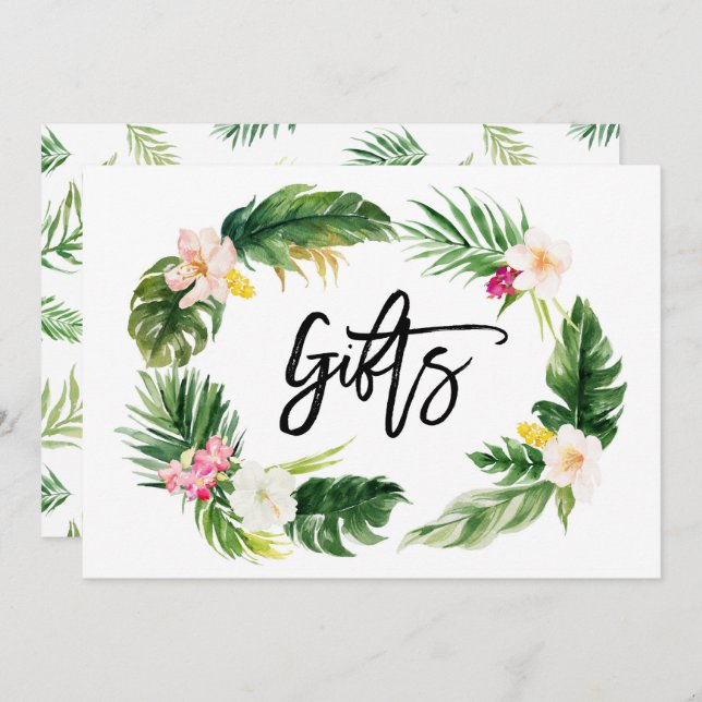 Watercolor Tropical Floral Wreath Gifts Sign Invitation (Front/Back)