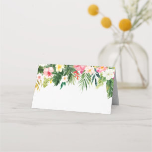 Watercolor Tropical Flowers and Greenery Wedding Place Card