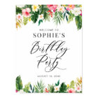 Watercolor Tropical Flowers Birthday Party Welcome