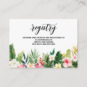 Watercolor Tropical Flowers Frame Registry Card II