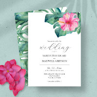 Watercolor Tropical Flowers Greenery Wedding 