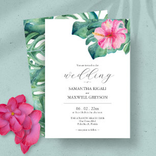 Watercolor Tropical Flowers Greenery Wedding  Invitation