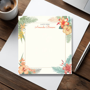 Watercolor Tropical Flowers & Leaves Nature Notepad