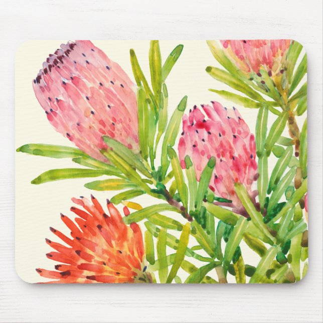 Watercolor Tropical Flowers Mouse Pad (Front)