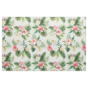 Watercolor Tropical Flowers Pattern Fabric