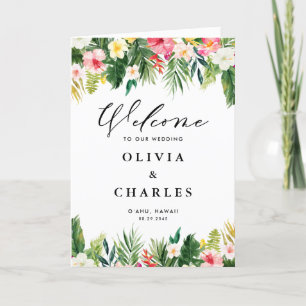 Watercolor Tropical Flowers Summer Wedding Program