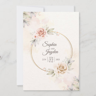 Watercolor Tropical Flowers Wedding Invitation