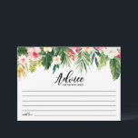 Watercolor Tropical Flowers Wedding Newlyweds Advice Card<br><div class="desc">Give advice and well wishes to the newlyweds with this wedding advice card. It features watercolor illustrations of tropical flowers and greenery with a matching tropical pattern for the back of the card. This advice card will be perfect for tropical theme and summer weddings. Matching items are available.</div>