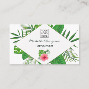 Watercolor tropical foliage personalised business card