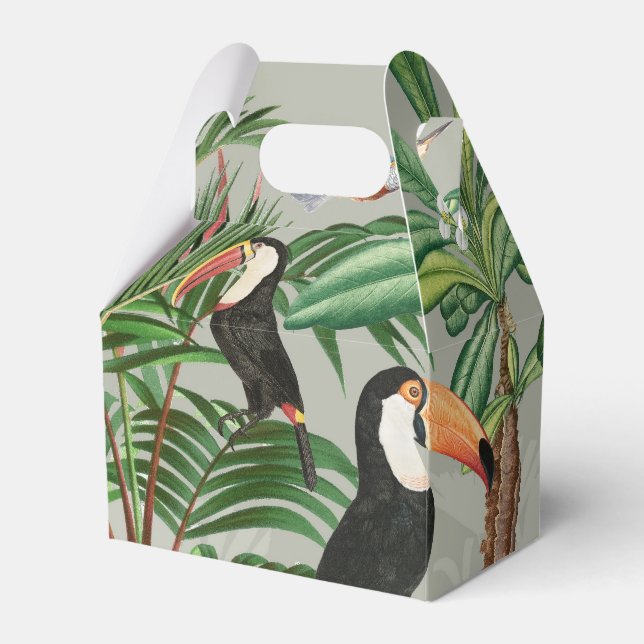 Watercolor Tropical Forest & Toucan Birds Favour Box (Front Side)