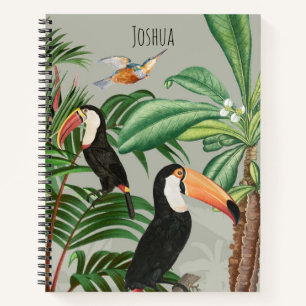 Watercolor Tropical Forest & Toucan Birds Notebook