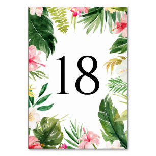 Watercolor Tropical Frame Summer Wedding Table Number