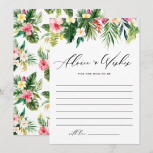 Watercolor Tropical Garland For Mum Baby Shower Advice Card