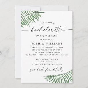 Watercolor tropical greenery bachelorette party invitation