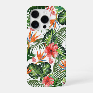 Watercolor Tropical Greenery Floral Pattern iPhone 16 Pro Case
