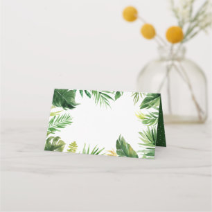 Watercolor Tropical Greenery Frame Place Card