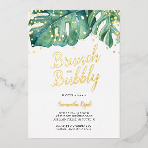 Watercolor Tropical Greenery Shower Foil Invitatio