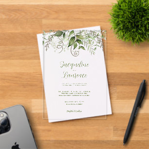 Watercolor Tropical Greenery Wedding Acrylic Invitations