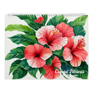 Watercolor Tropical Hibiscus Colourful Calendar