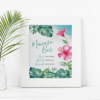 Watercolor Tropical Hibiscus Flower Mimosa Bar