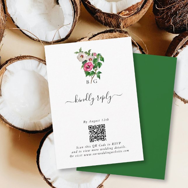 Watercolor Tropical Hibiscus Summer Wedding Enclosure Card (Watercolor Tropical Hibiscus Summer Wedding Enclosure Card)