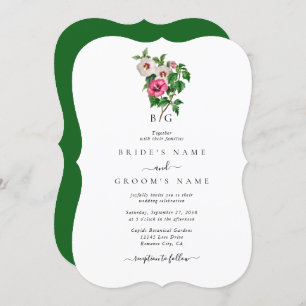 Watercolor Tropical Hibiscus Summer Wedding Invitation