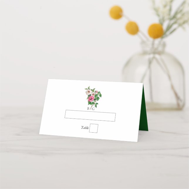 Watercolor Tropical Hibiscus Summer Wedding  Place Card (Front)