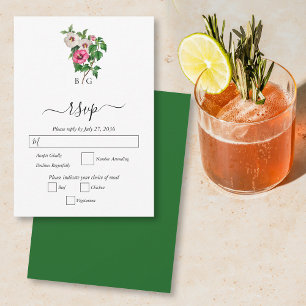 Watercolor Tropical Hibiscus Summer Wedding RSVP Card