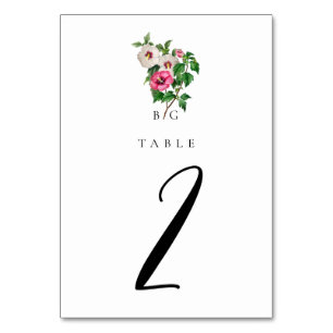 Watercolor Tropical Hibiscus Summer Wedding  Table Number
