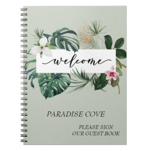 Watercolor Tropical Home Rental Guest Book 