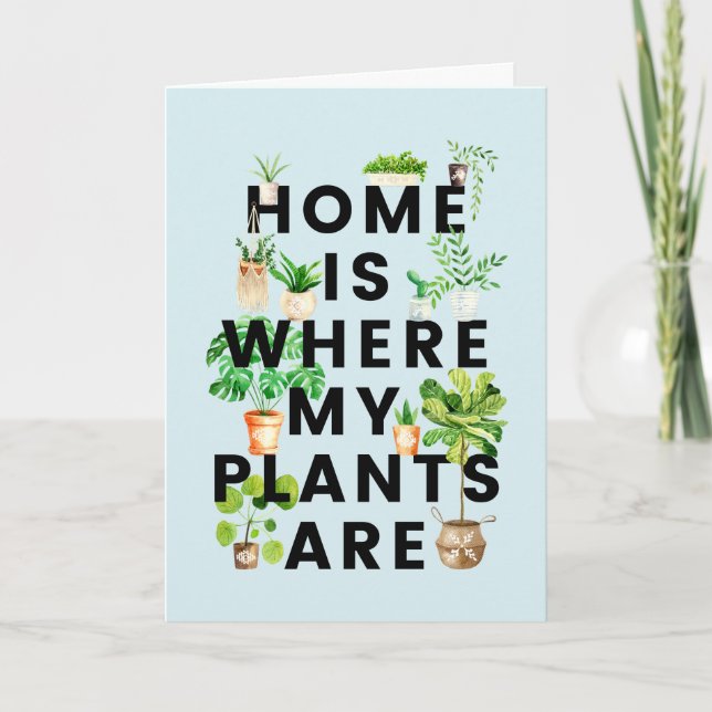 Watercolor Tropical Houseplant Gardening Quote Card (Front)