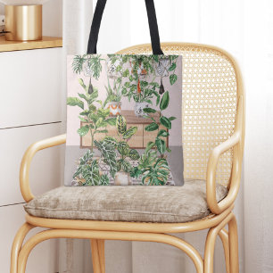 Watercolor Tropical Houseplants Tote Bag