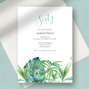 Watercolor Tropical Leaves 60th Birthday