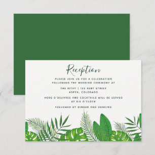 Watercolor Tropical Leaves Beach Wedding Reception Invitation