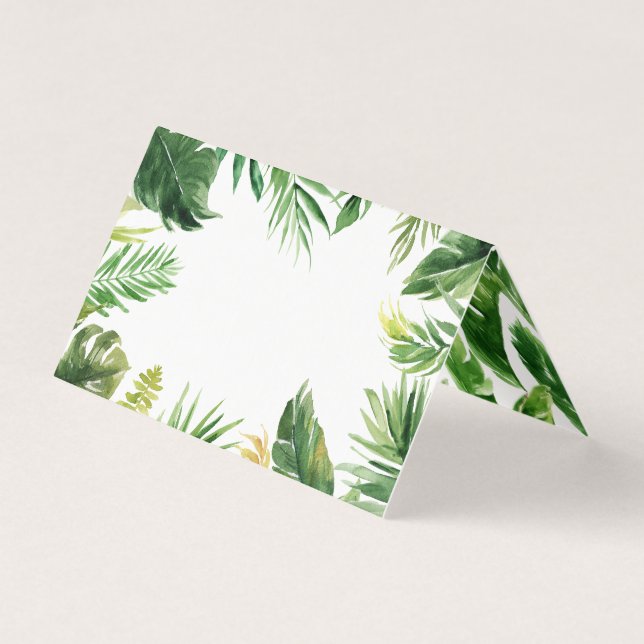 Watercolor Tropical Leaves Frame Summer Place Card (Front)