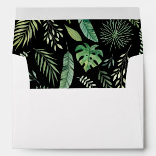 Watercolor Tropical Leaves Lined Envelope