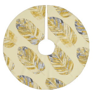 Watercolor Tropical Leaves Modern Pattern Brushed Polyester Tree Skirt