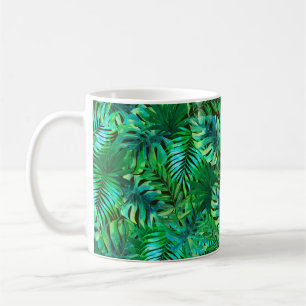 Watercolor tropical leaves pattern coffee mug