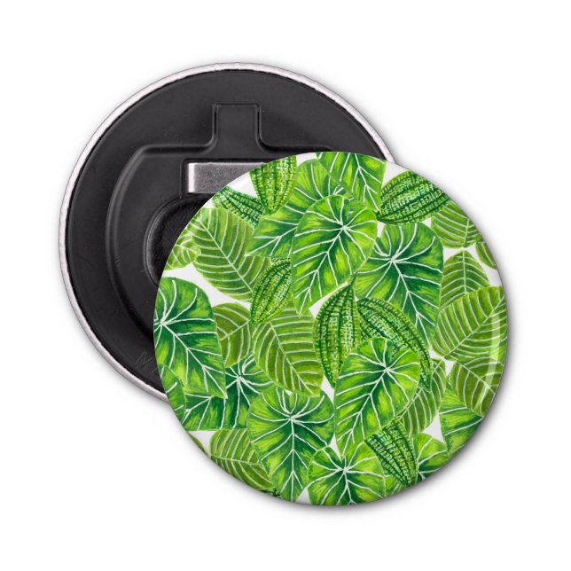 Watercolor tropical leaves pattern design bottle opener (Front)