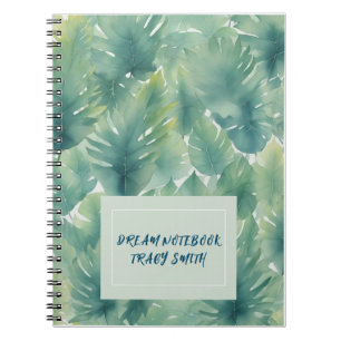 Watercolor Tropical Leaves Pattern  Notebook