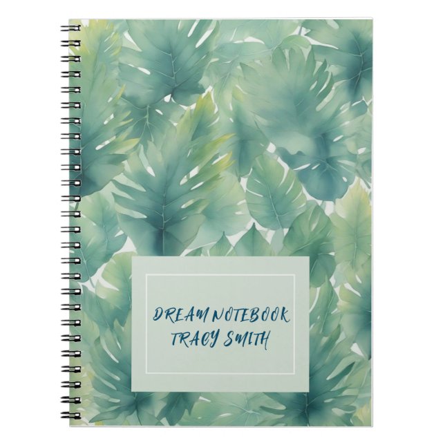 Watercolor Tropical Leaves Pattern  Notebook (Front)