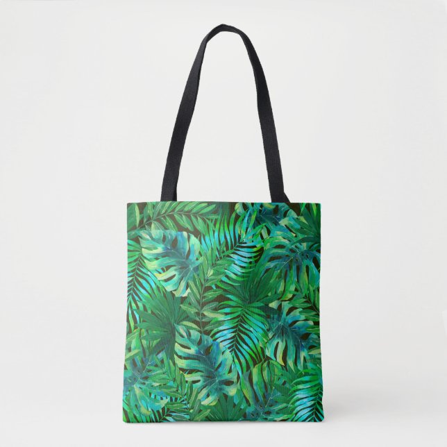 Watercolor tropical leaves pattern tote bag (Front)