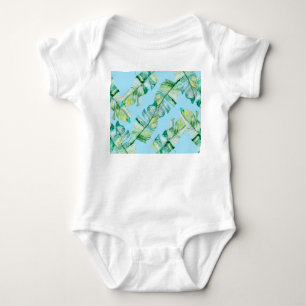 Watercolor tropical leaves, seamless illustration. baby bodysuit