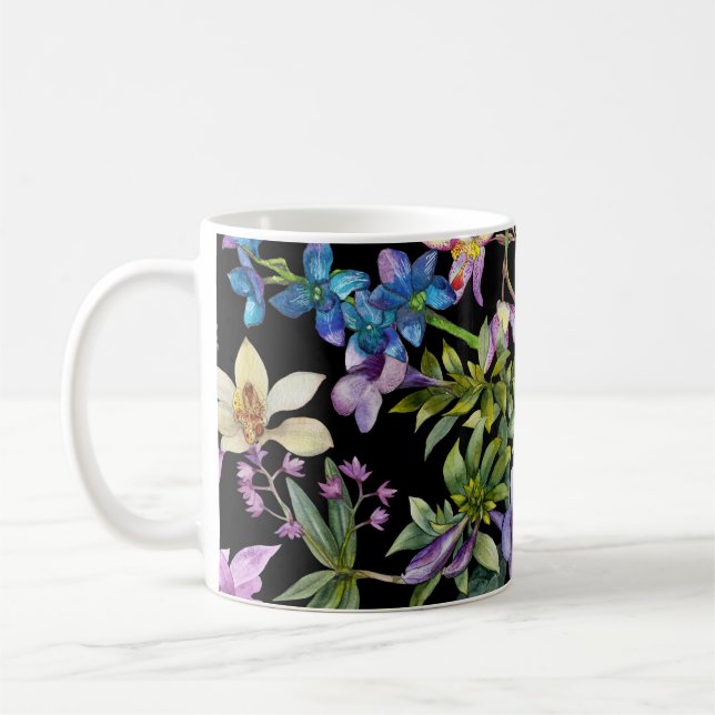 Watercolor Tropical Leaves: Seamless Pattern Coffee Mug (Left)