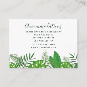 Watercolor Tropical Leaves Wedding Accommodations Enclosure Card