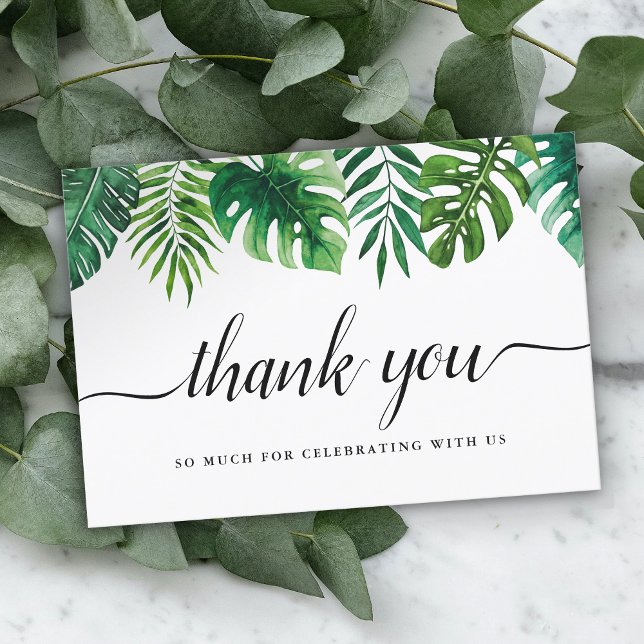 Watercolor Tropical Leaves Wedding Thank You Card (Creator Uploaded)