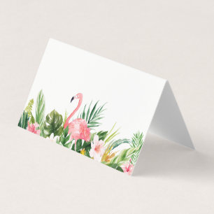 Watercolor Tropical Leaves with Flamingo