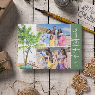 Watercolor Tropical Mele Kalikimaka 2 Photo Holiday Card